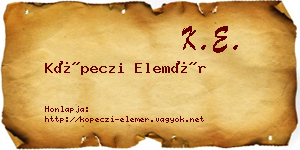 Köpeczi Elemér névjegykártya